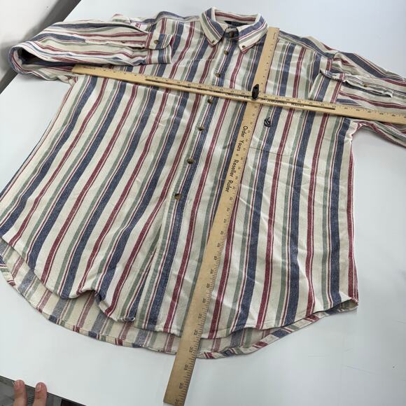 Nautica Shirt Mens X Large Blue White Red Striped Denim Button Down Vintage - Picture 5 of 7